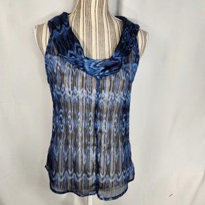 Converse One Star Blue & Black Drape Neck Sleeveless Top Size Medium